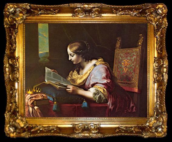 framed  DOLCI, Carlo St Catherine Reading a Book sd, ta009-2